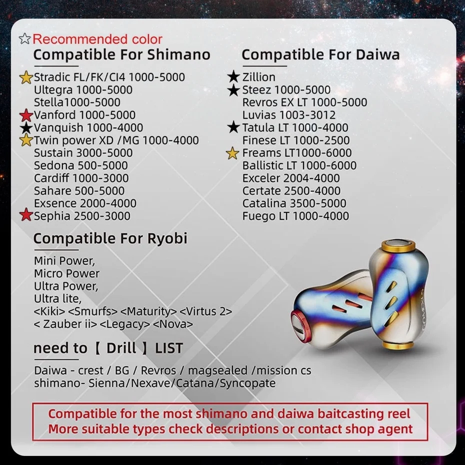 Perilla de carrete giratorio Gomexus de titanio de 22mm para Shimano Vanford Stradic Curado Antares Daiwa Fuego LT, perilla de afinación T22 - imagen 3