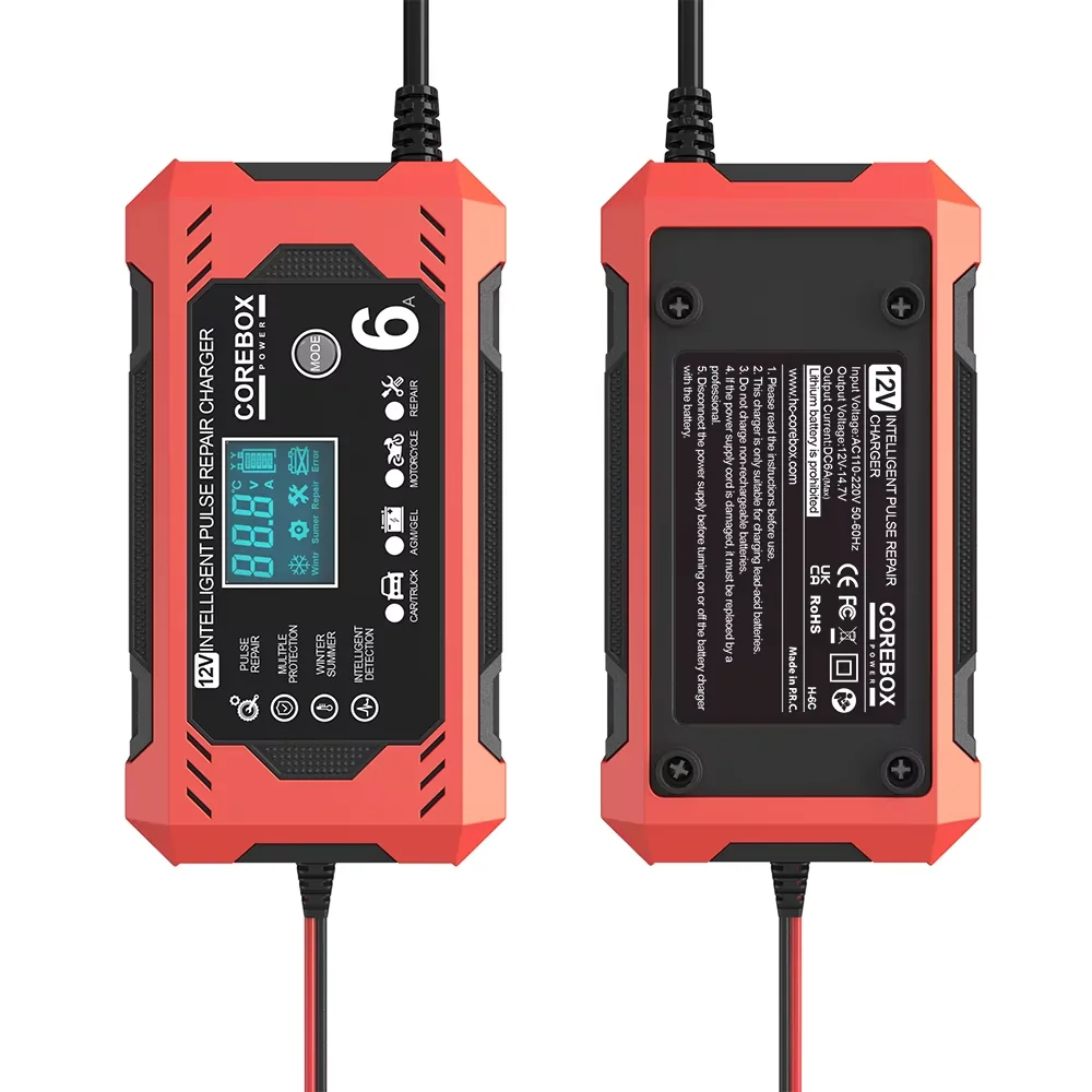 1 cargador de batería inteligente de 12V 6A, parada automática AGM cuando completamente cargada, cargador de plomo-ácido, cargador de luz de pesca - imagen 5