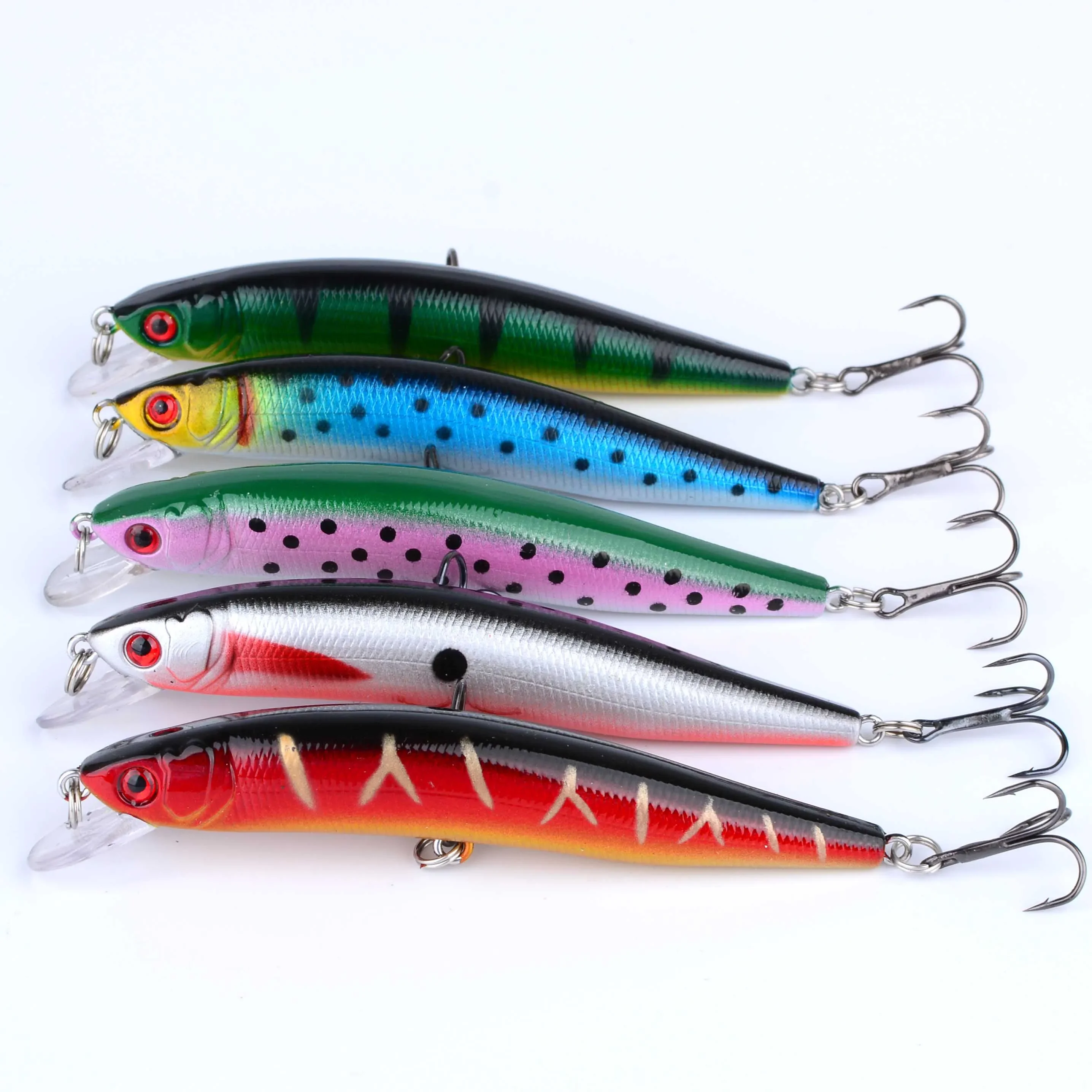Señuelo de pesca flotante Minnow, 5 uds., Wobblers, Crankbait, cebos duros de plástico Artificial, trucha, Swimbait, Lucio - imagen 5