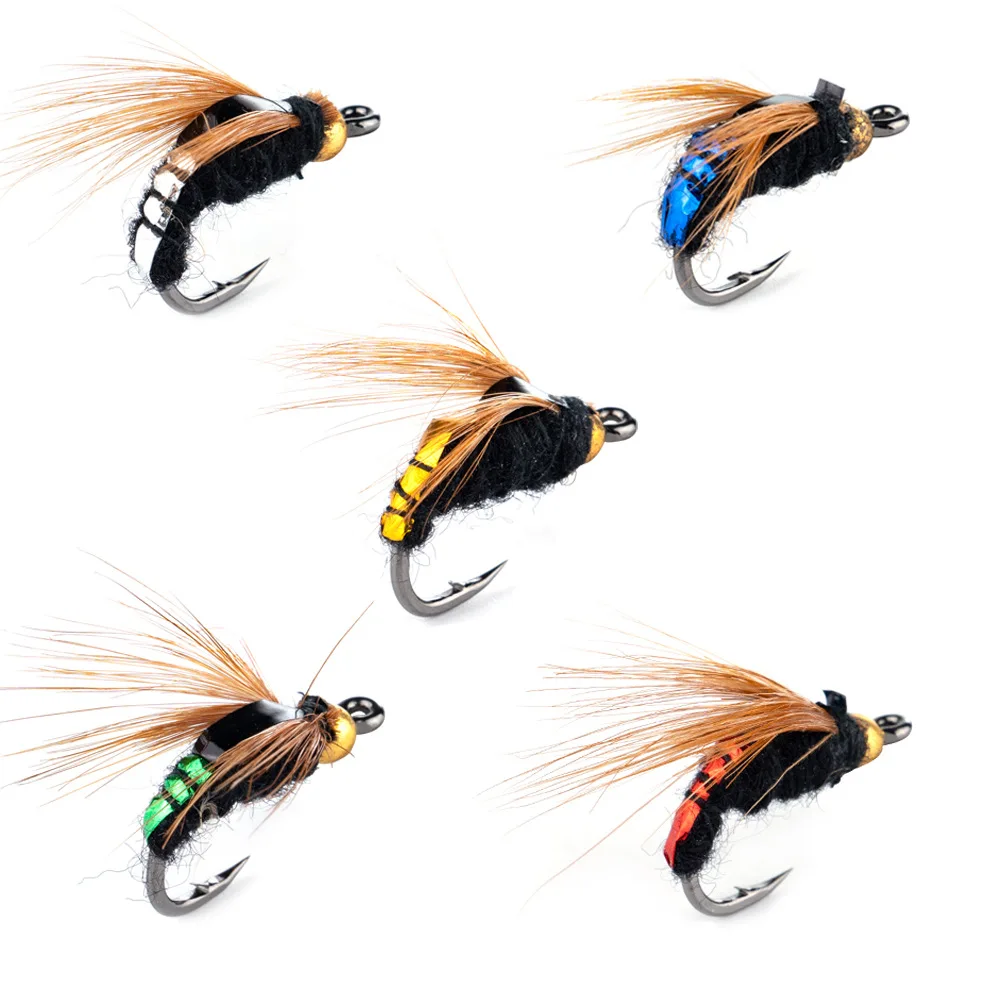 10 Uds. Cebo Artificial para insectos, señuelo biónico para moscas, anzuelo, Kit de moscas para pesca con mosca, serpentinas de ninfa húmeda y seca, señuelo para pesca de trucha y lubina - imagen 5