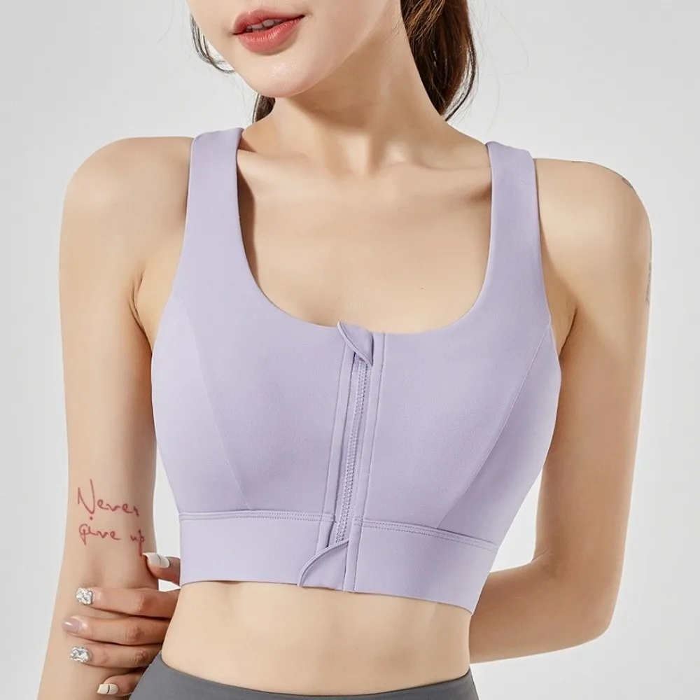 Sujetador deportivo cómodo de alto impacto con cremallera frontal, ropa interior ajustada de un almohadilla para Yoga, lencería con cremallera, sujetador a prueba de golpes para mujer - imagen 4