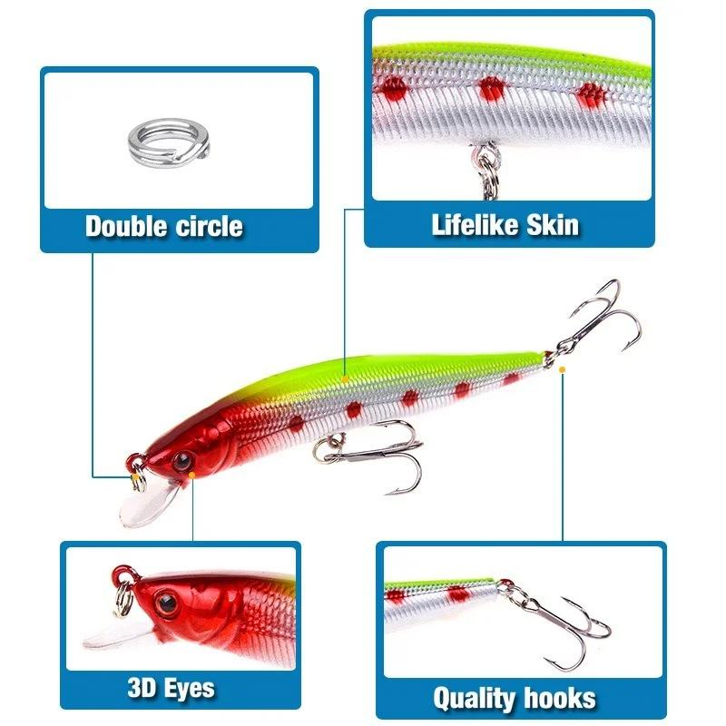 Crankbait flotante con ojos 3D y anzuelos triples - imagen 4