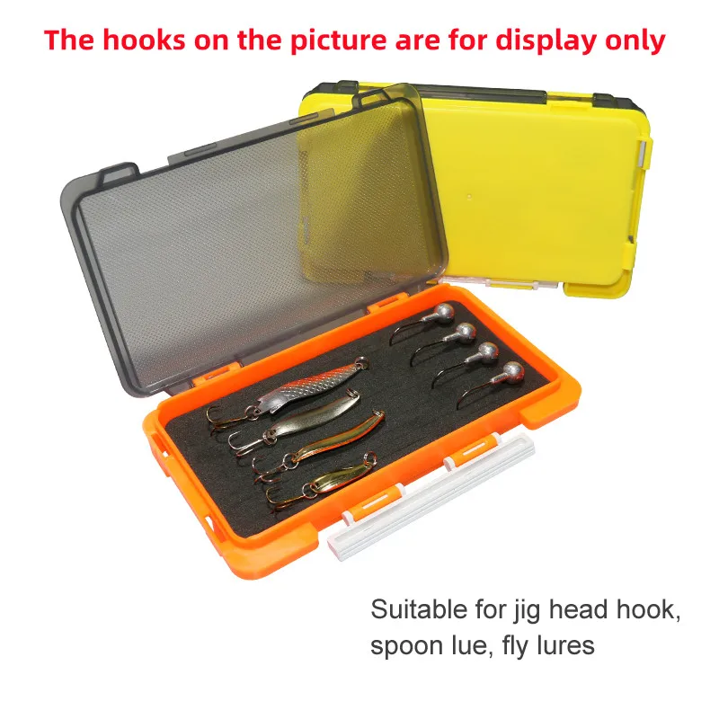 Caja de pesca de plástico, almohadilla de esponja portátil, contenedor de señuelos de mosca, anzuelo de cabeza de plantilla, organizador de almacenamiento, cuchara giratoria, cebo, accesorios de carpa - imagen 3
