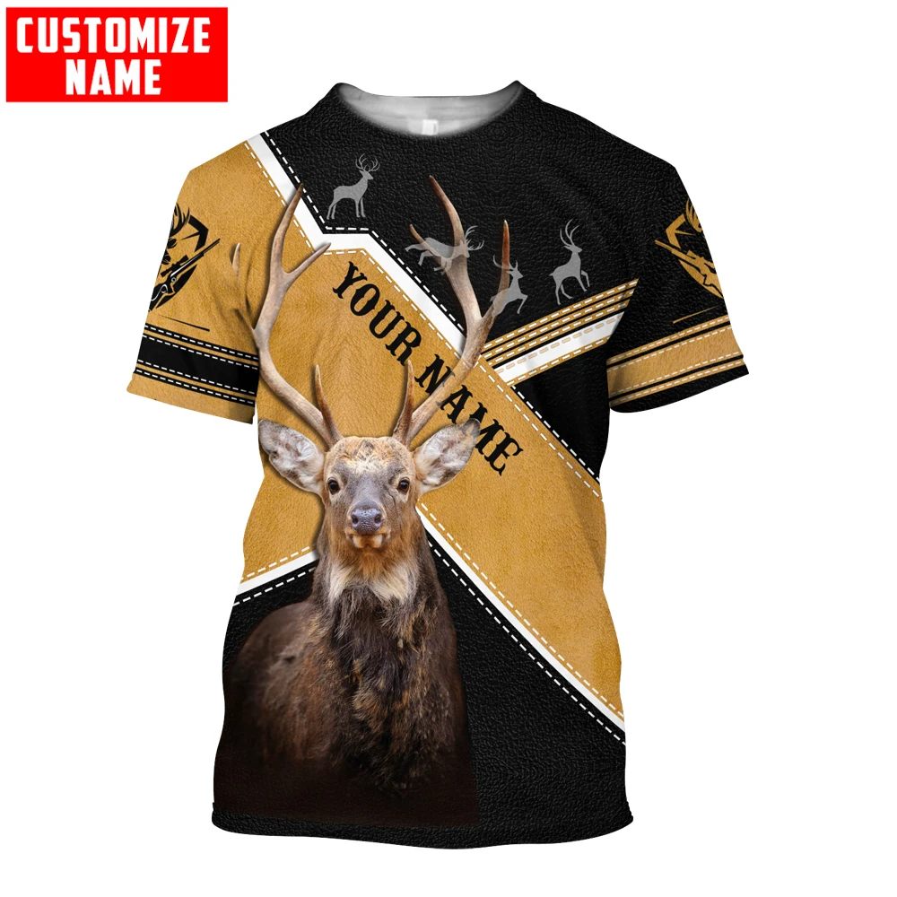 Camiseta personalizada con nombre de caza de ciervos y estampado 3D para hombre, camiseta fresca de verano Unisex de manga corta, camisetas informales TX254 - imagen 5