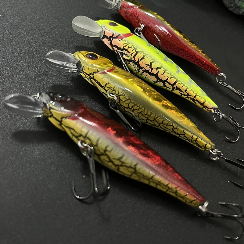 Señuelos de Pesca flotantes de pececillo, Wobblers de Pesca con vientre agrietado, cebo duro Artificial para Lucio, lubina, equipo de Pesca, 85mm, 9g - imagen 2