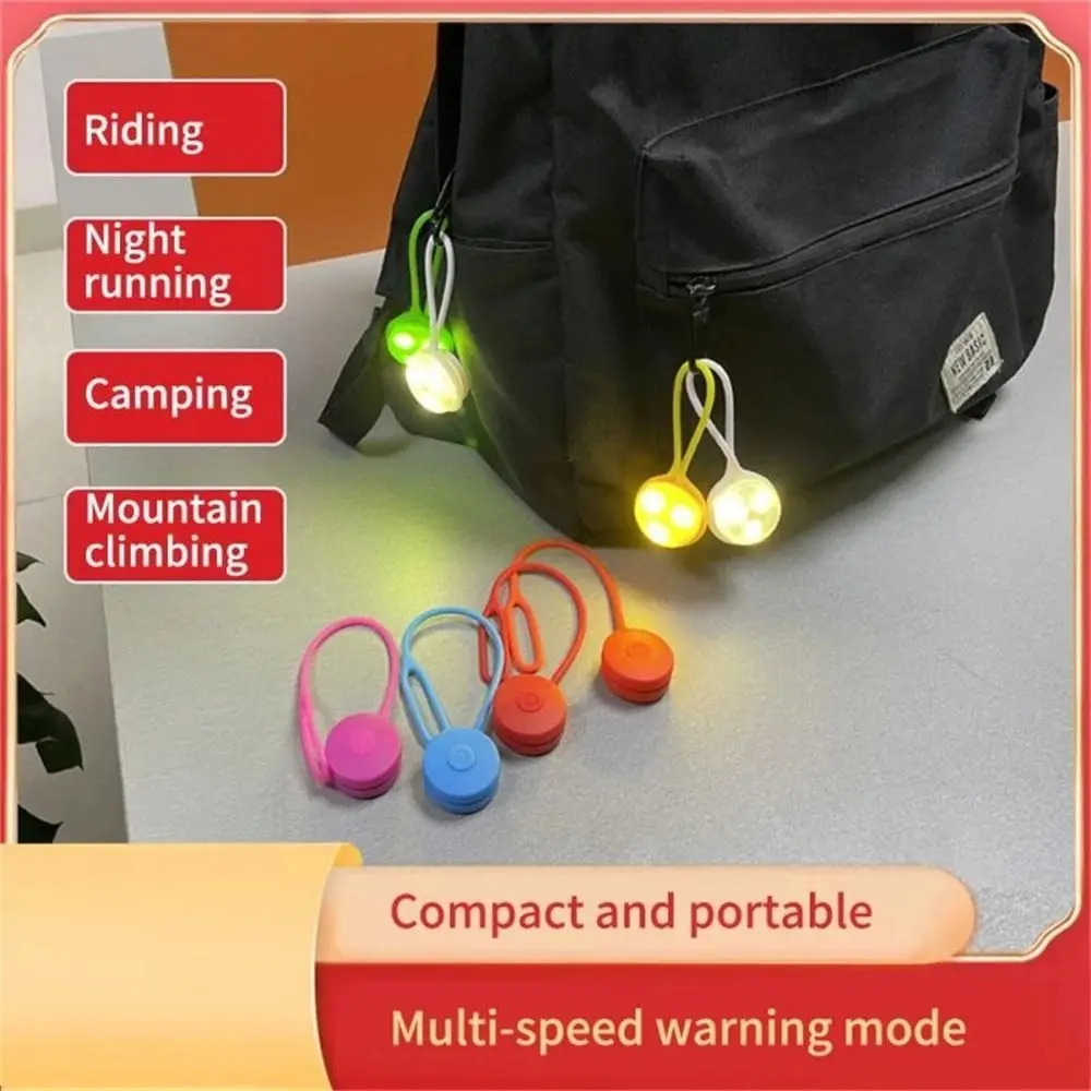 Mini luz LED de silicona para mochila, luz de resaltado portátil para ciclismo, senderismo, luz trasera de bicicleta, luz de advertencia, luz de Flash al aire libre - imagen 4