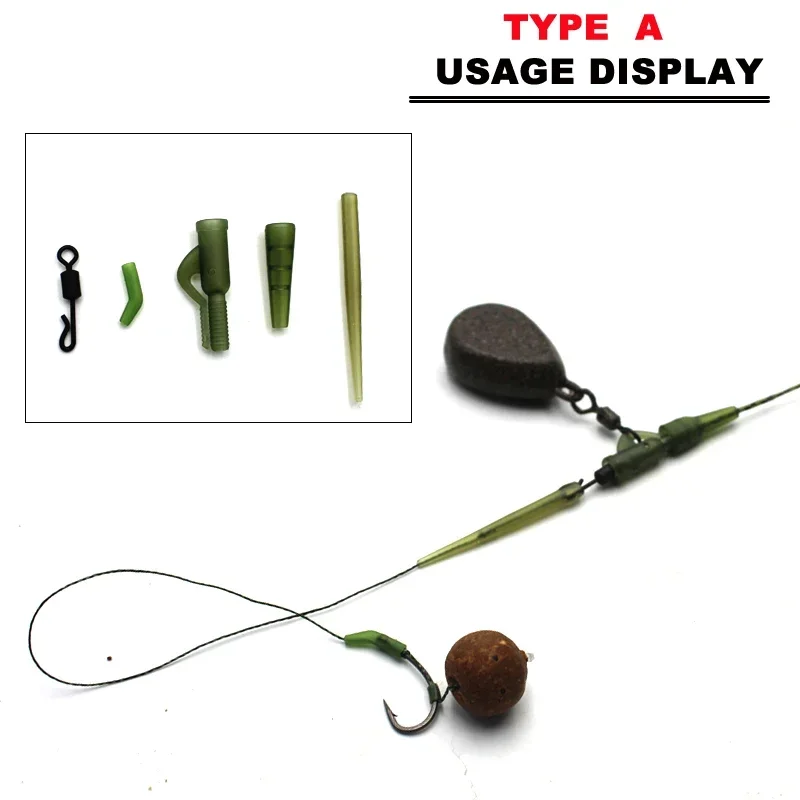 Accesorios de pesca de carpa, Clip de plomo, cola giratoria de cambio rápido, mangas antienredos de goma, alineador de línea para aparejos de pesca de carpa - imagen 5