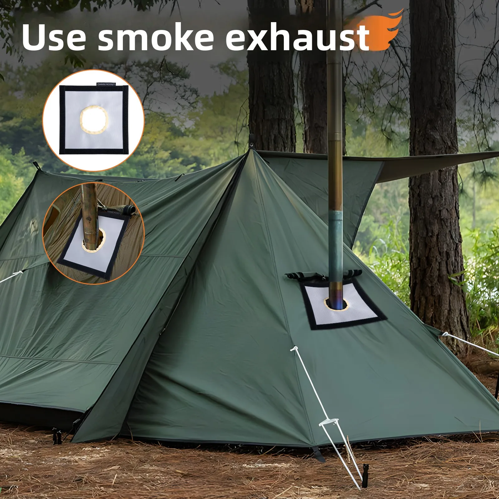 CHANGE MOORE Cubierta de tubo de chimenea de estufa Protector de humos duradero Red antiescaldado para estufa de calefacción estufa de tienda caliente calentador de invierno - imagen 3