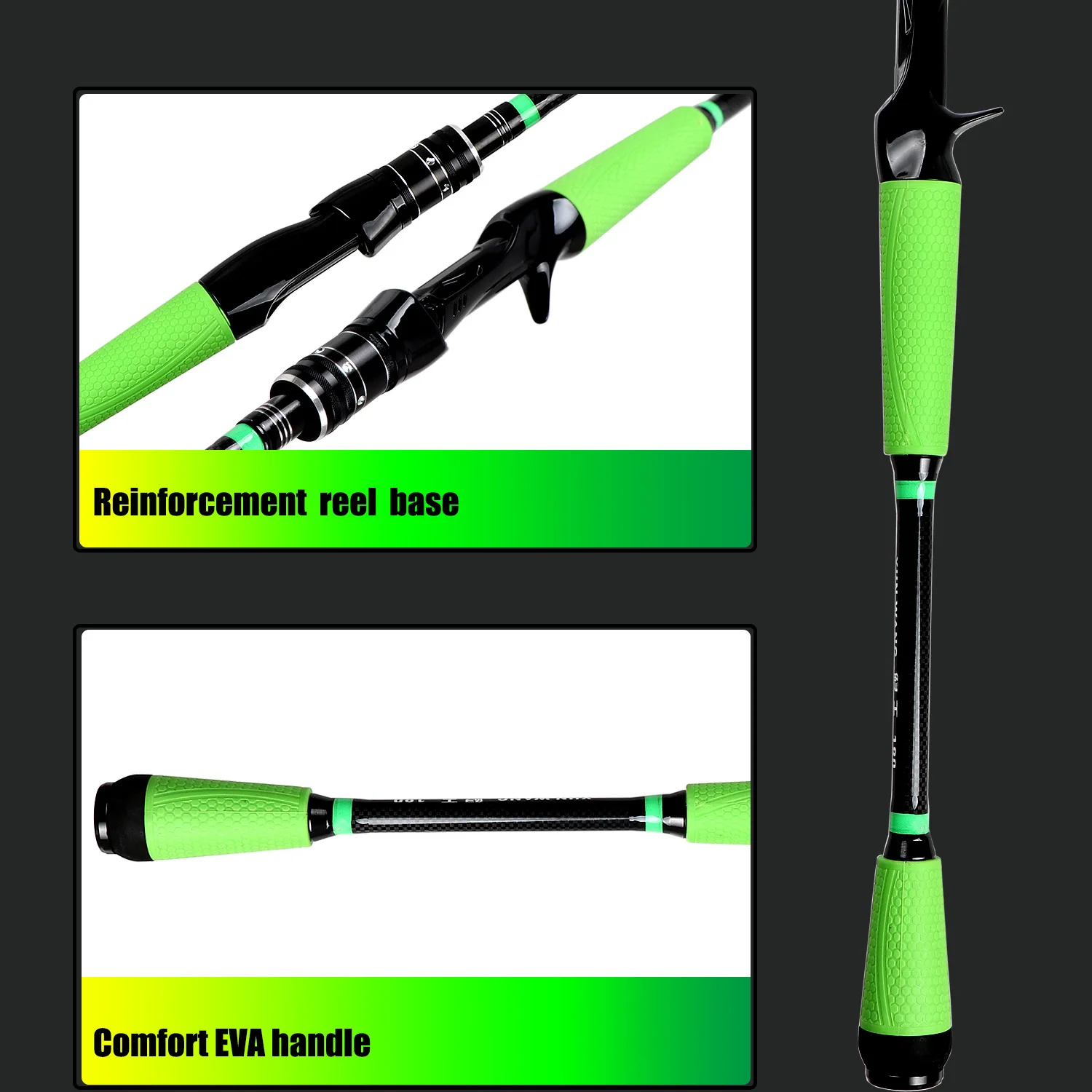 Caña de pescar giratoria telescópica de carbono, caña de pescar de fundición, 1,8 m/2,1 m/2,4 m - imagen 2