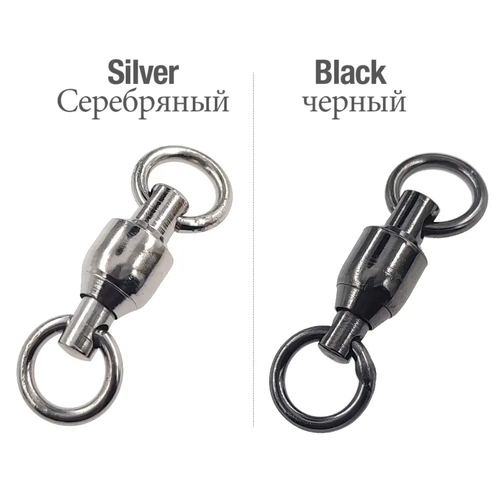 10 Uds. Giratorios de pesca giratorios con rodamiento de bolas con anillo sólido aparejos de pesca de agua salada para lubina equipo de pesca de gran juego - imagen 5