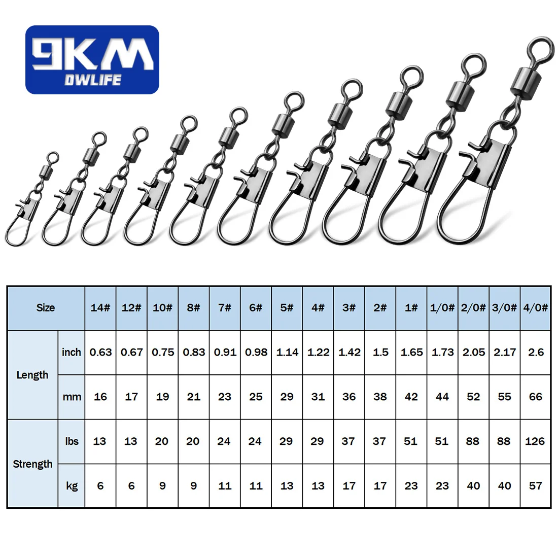 Giratorios de pesca de 9KM con broche de enclavamiento, broche giratorio de pesca para aparejos de agua dulce y salada, 50 ~ 200 piezas a granel - imagen 3