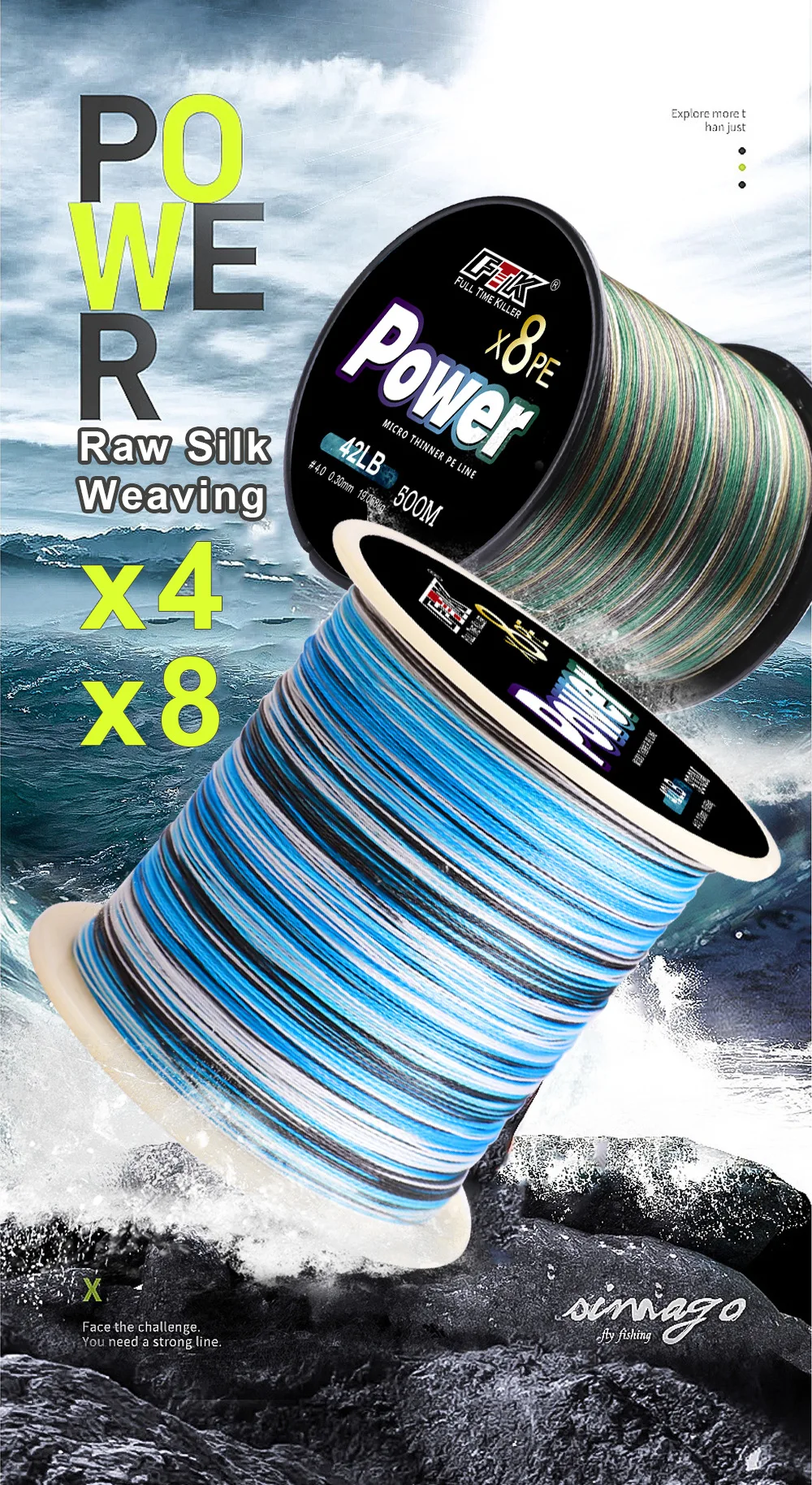 Bobina de línea FTK X4/X8 mostrando el color y el empaque