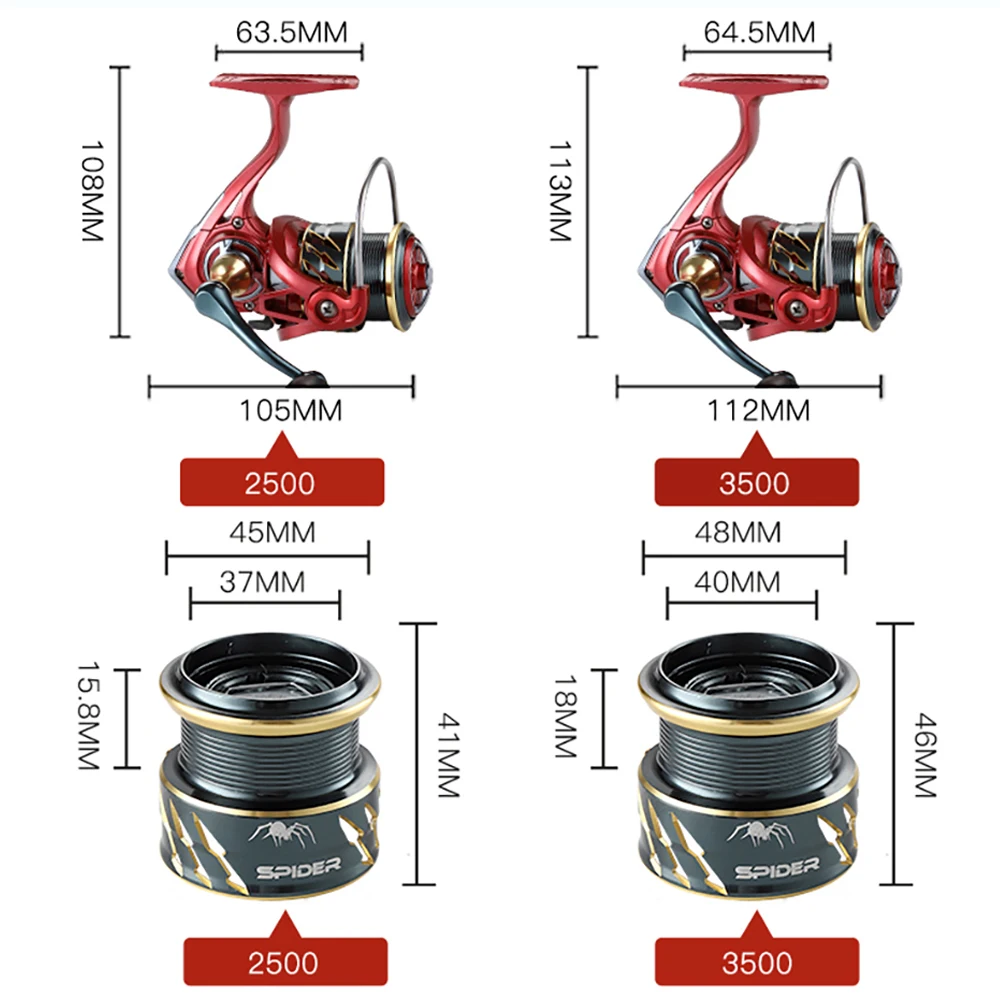 GHOTDA-Carretes de pesca 5,2: 1, engranaje duradero, rueda giratoria de bobinado más suave, nuevo 2500 3500 Series 5 + 1BB, carrete ligero, aparejos de pesca de mar - imagen 3