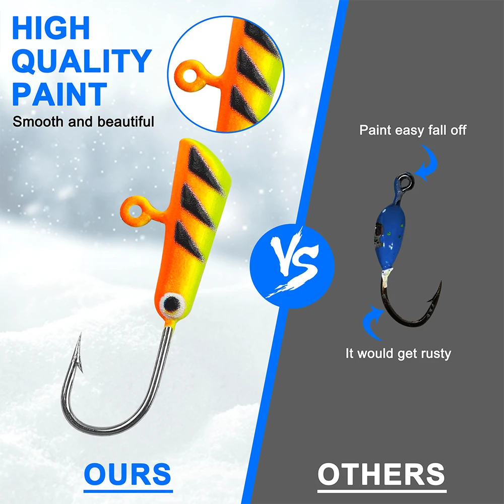 Kit de Señuelos para pesca en hielo, 24 Uds., equipo luminoso para pesca en hielo, Crappie Panfish, anzuelos para cabeza, anzuelos de pesca para invierno, Jigging Walley - imagen 4