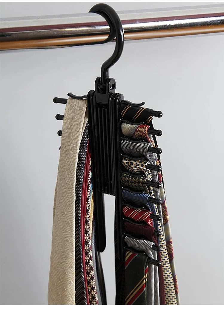 Nuevo Colgador de corbata de 20 filas, estante de almacenamiento para cinturón, estante ajustable para corbata de hombre, soporte para armario, estantes organizadores para el hogar - imagen 4