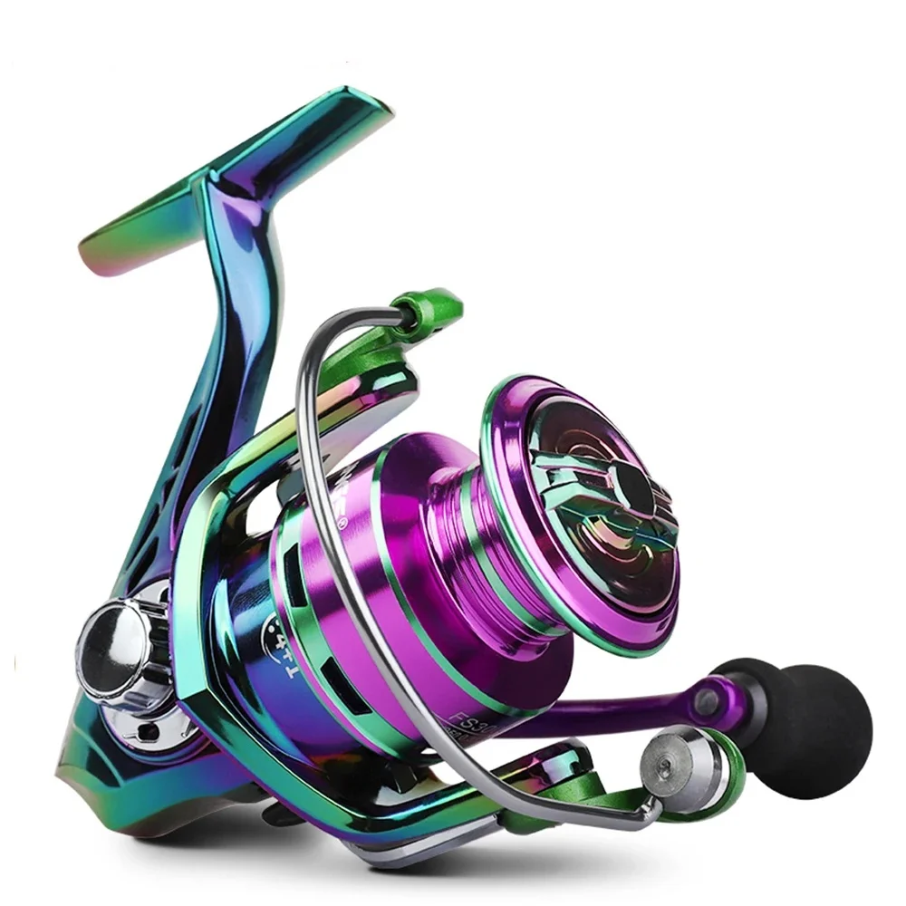 Serie FS 1000-6000, relación de engranaje 5,2: 1, arrastre máximo de 22 libras, carrete de metal, carrete de pesca giratorio, para agua dulce