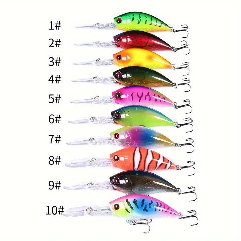 10 Uds Señuelos de Pesca con manivela flotante de fundición larga Wobbler Topwater Pesca cebo de Pesca Minnow Swimbait Crankbait - imagen 4
