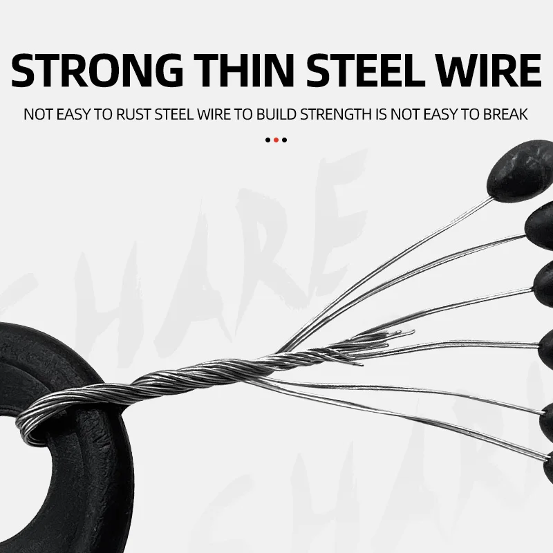 Tapón flotador de pesca 6 en 1, señuelo de sedimentación, Conector de frijol espacial, accesorios de pesca, tapón flotador de goma, 100 juegos/bolsa - imagen 2