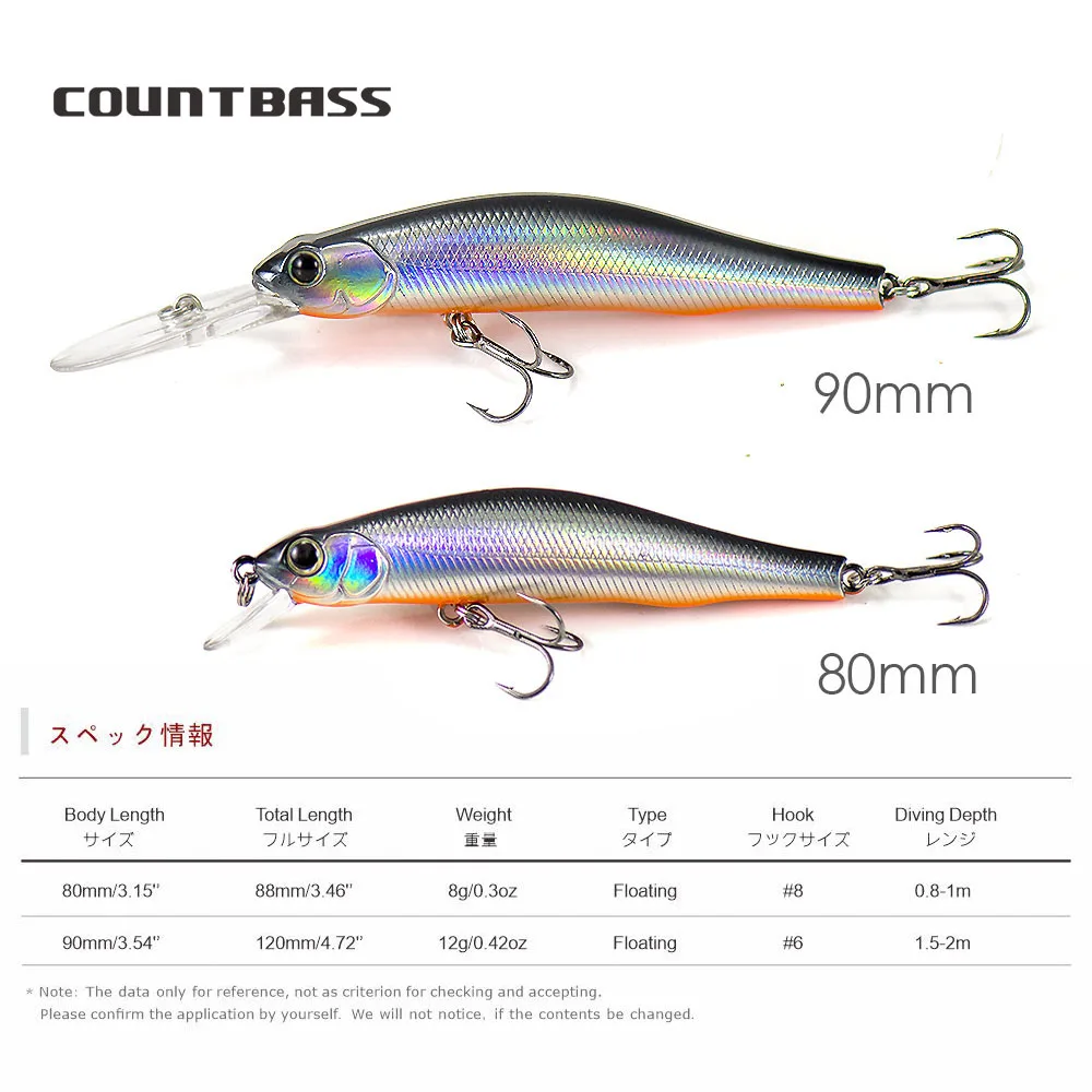 COUNTBASS 80mm 3-5/32",90mm 3-35/64" Jerkbait cebos duros MinnowFishing señuelos imán ayudar peso - imagen 2