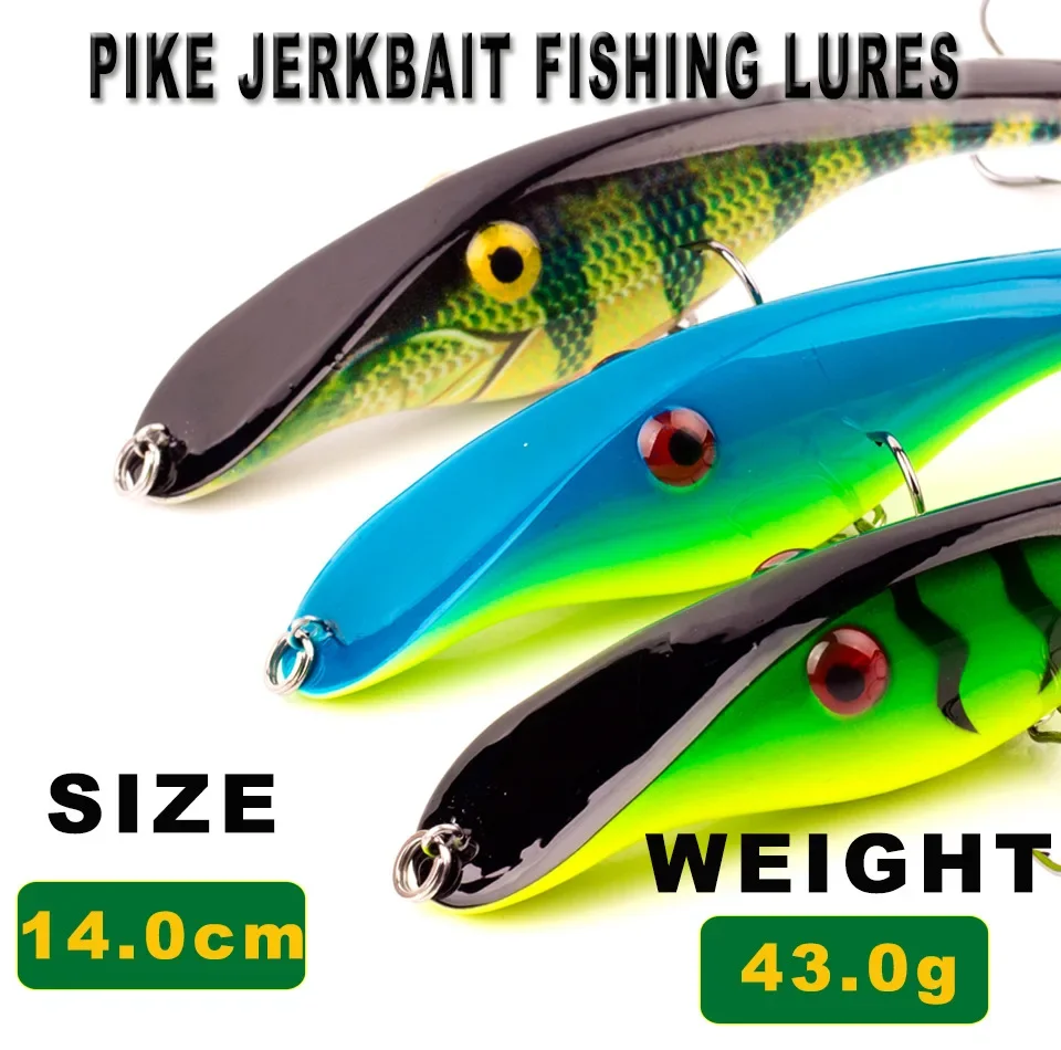 Señuelo de pesca de imitación de plástico sumergido, 43g, pececillo, agua salada, sin labios, Wobbler, Jerkbait para Lucio, pesca almizclada - imagen 4