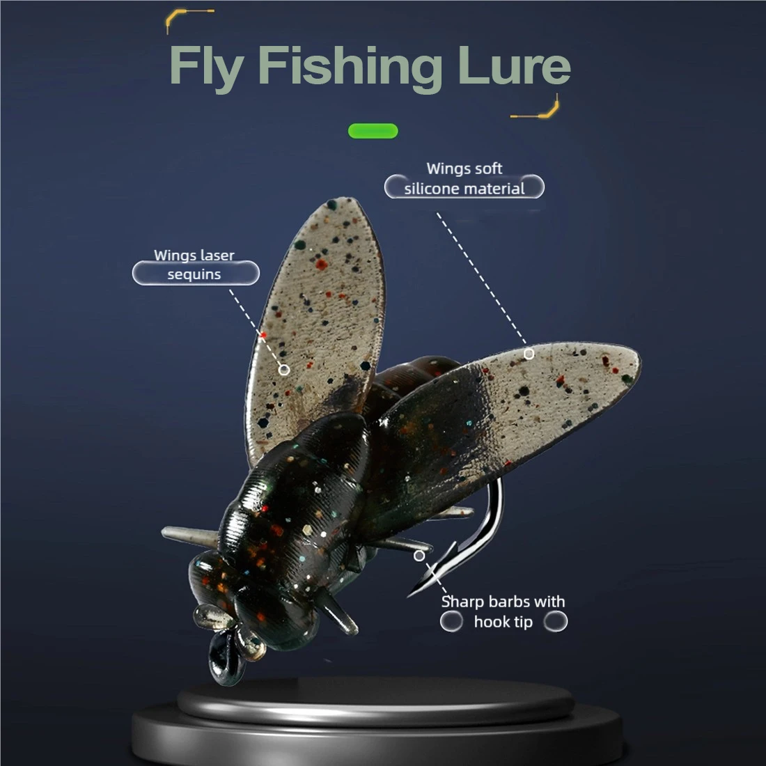 9KM 8/15mm moscas de pesca con mosca goma suave PVC 20 piezas Señuelos de pesca con mosca insectos realistas señuelos anzuelos de púas - imagen 2