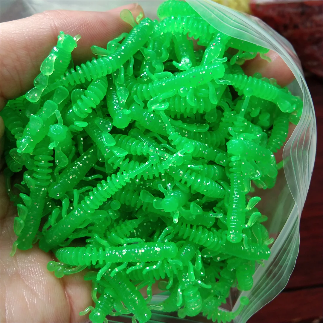 250pcs 4cm 0.4g Rock Bottom Fishing Soft Plastic Mini Grubs Tiny Shining Worms Bass Pike Trout Perch - imagen 5
