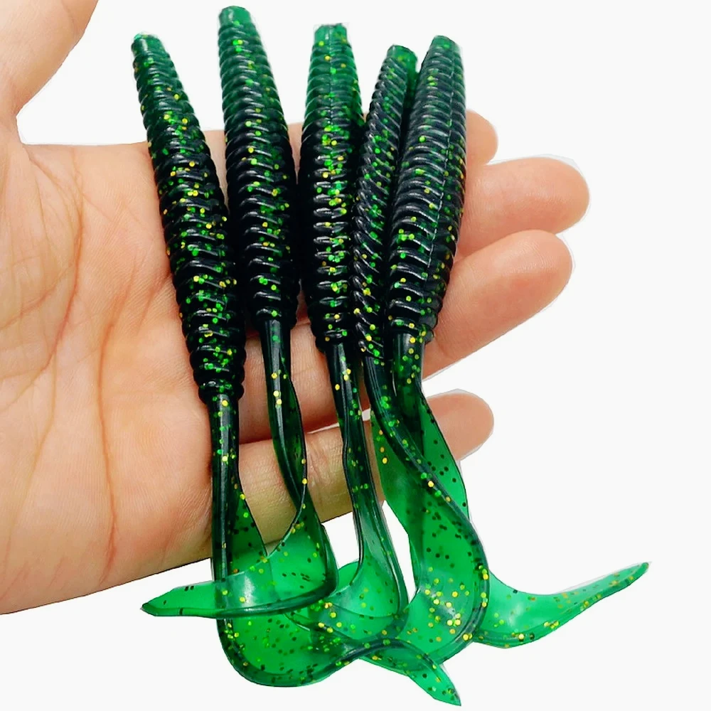 Señuelo de pesca de cola larga y rizada, 6g, 130mm, 6g, cebo suave, Swimbait de silicona Artificial, Jigging Wobblers para Lucio - imagen 5