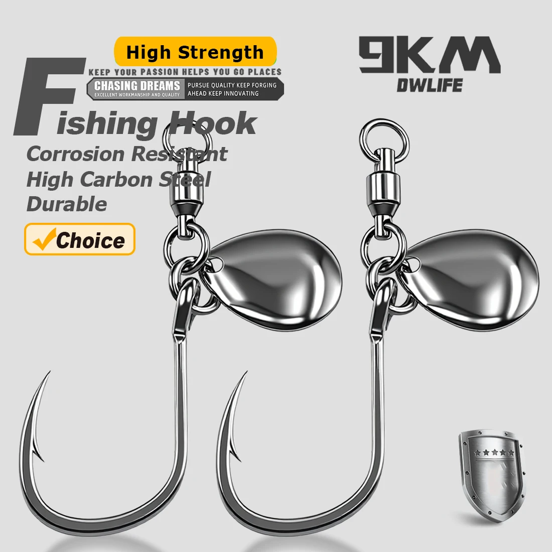 Anzuelo de pesca de 9KM para agua salada, grande, giratorio y cuchara, anzuelo para cebo vivo, anzuelos circulares para agua dulce y salada