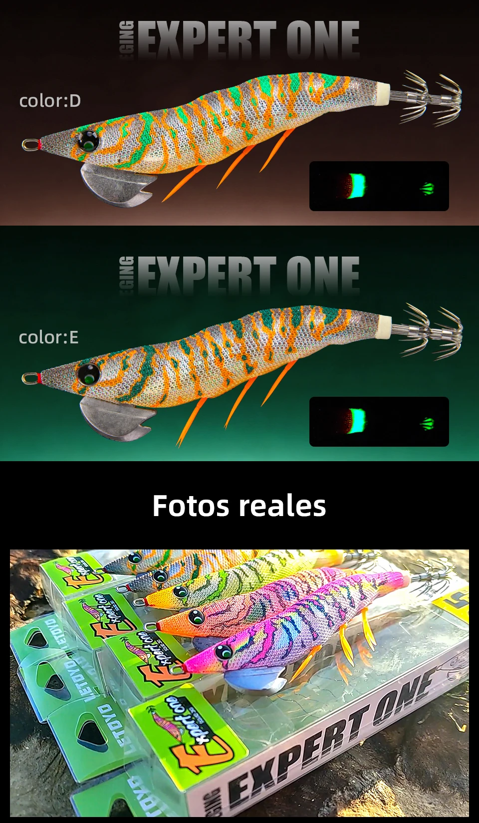 Señuelo luminoso para pesca nocturna de calamar