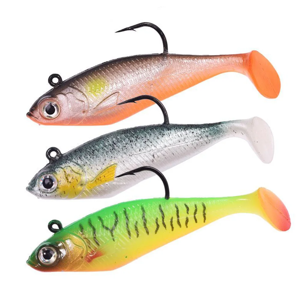 1/3 Uds Softbait 9,8g 7,5 cm pesca en agua salada señuelos de silicona Shad Swimbait Pike Bass perca Zander plantilla de pececillo negro - imagen 5