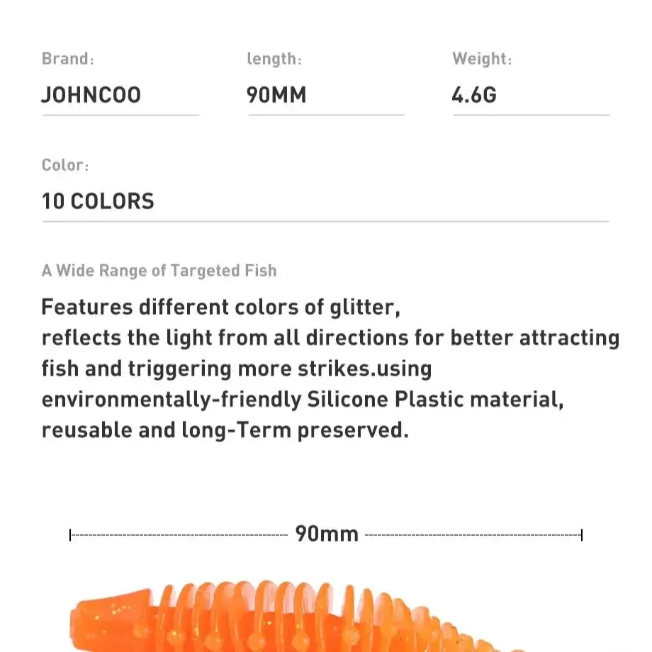 Señuelo de pesca suave, cebo Artificial de 90mm y 4,6g, cabeza de plantilla, gusano suave, Lucio, lubina, alta calidad, 5 unidades por lote - imagen 2