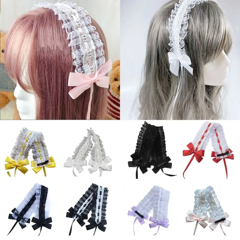 Diadema creativa Multicolor de Lolita con Clips, accesorios para el cabello, cinta con lazo, diadema de encaje dulce bonita de Lolita para mujer - imagen 4