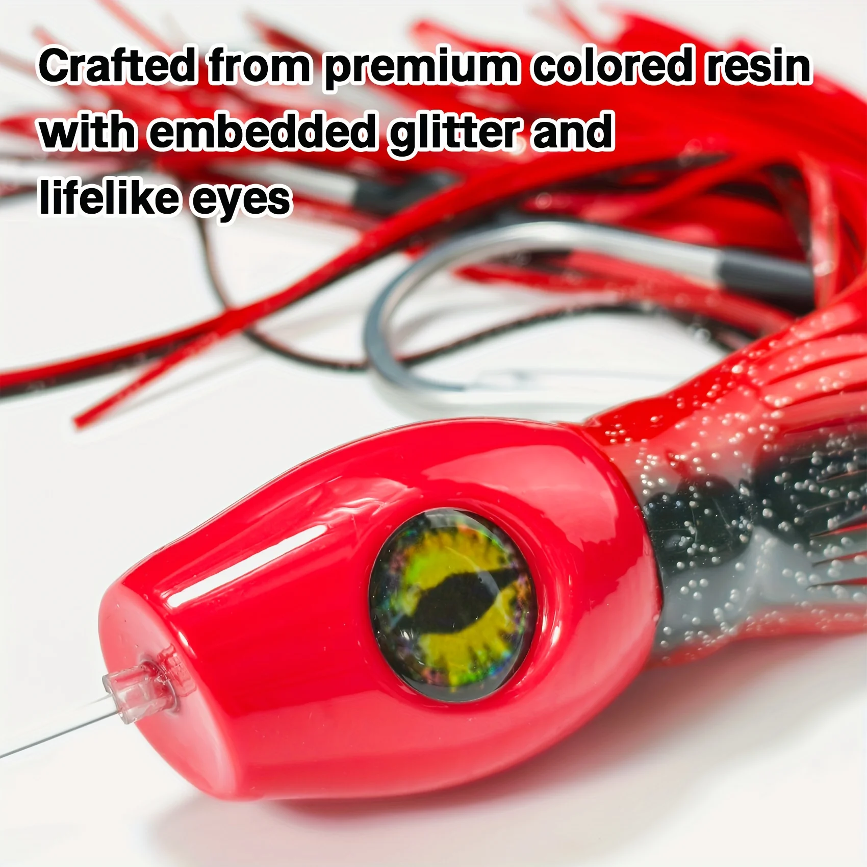 Aventik-señuelo de pesca con cabeza de bala, resina de Color sólido, con ganchos dobles de acero inoxidable, falda brillante, ojos realistas, señuelo de agua salada - imagen 4