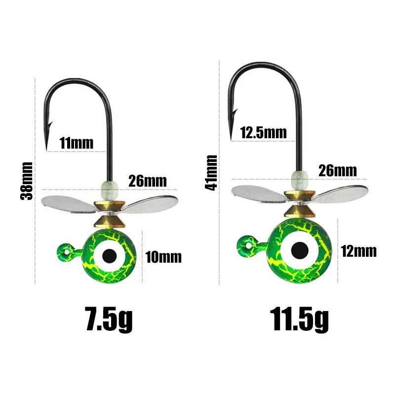 TSUYOKI-anzuelo de pesca con cabeza plomada, 5 unids/lote/bolsa, 2024, 7,5g/11,5g, hélice vibro-flash - imagen 2