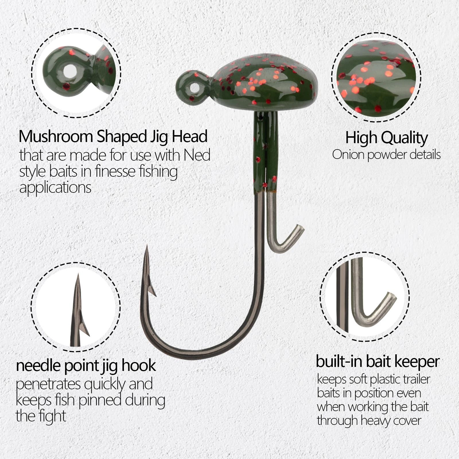 THKFISH Cabezas de jig Ned Rig con anzuelos anti-enredos - imagen 2