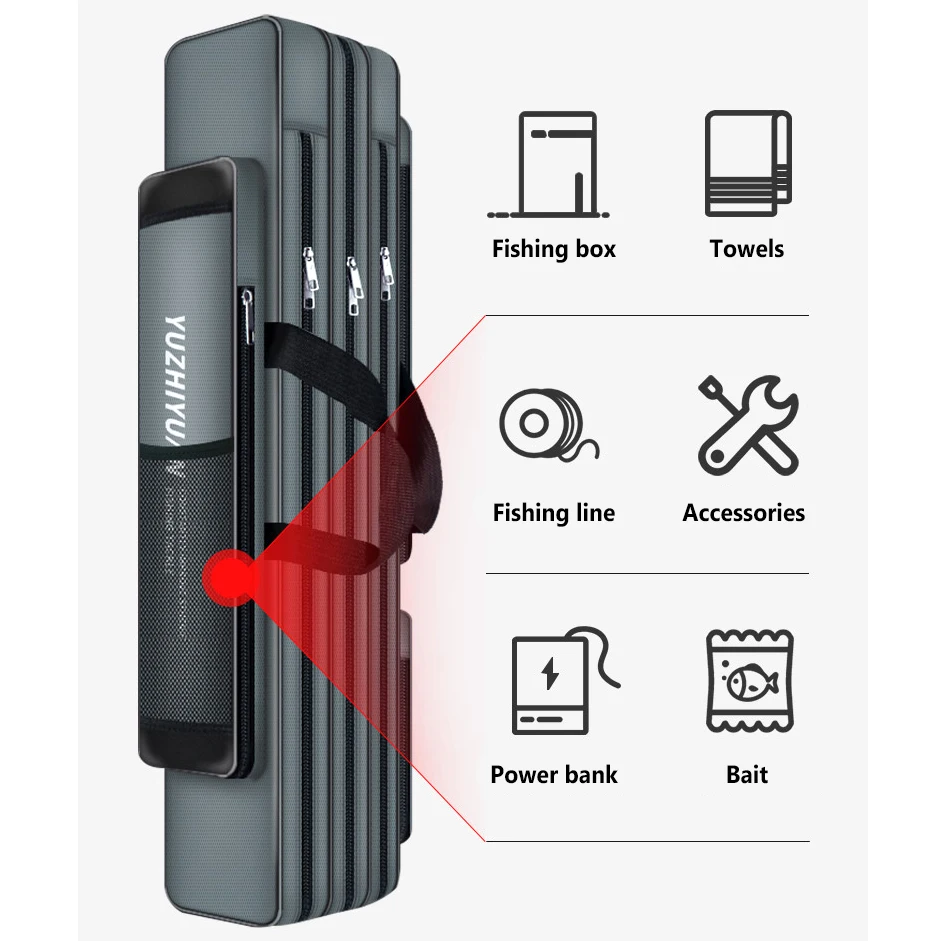 Bolsa impermeable para caña de pescar, bolsas de Pesca Oxford gruesas de 2/3/4 capas, bolsa de almacenamiento de herramientas para caña de pescar de 120cm, estuche de gran capacidad para Pesca - imagen 2