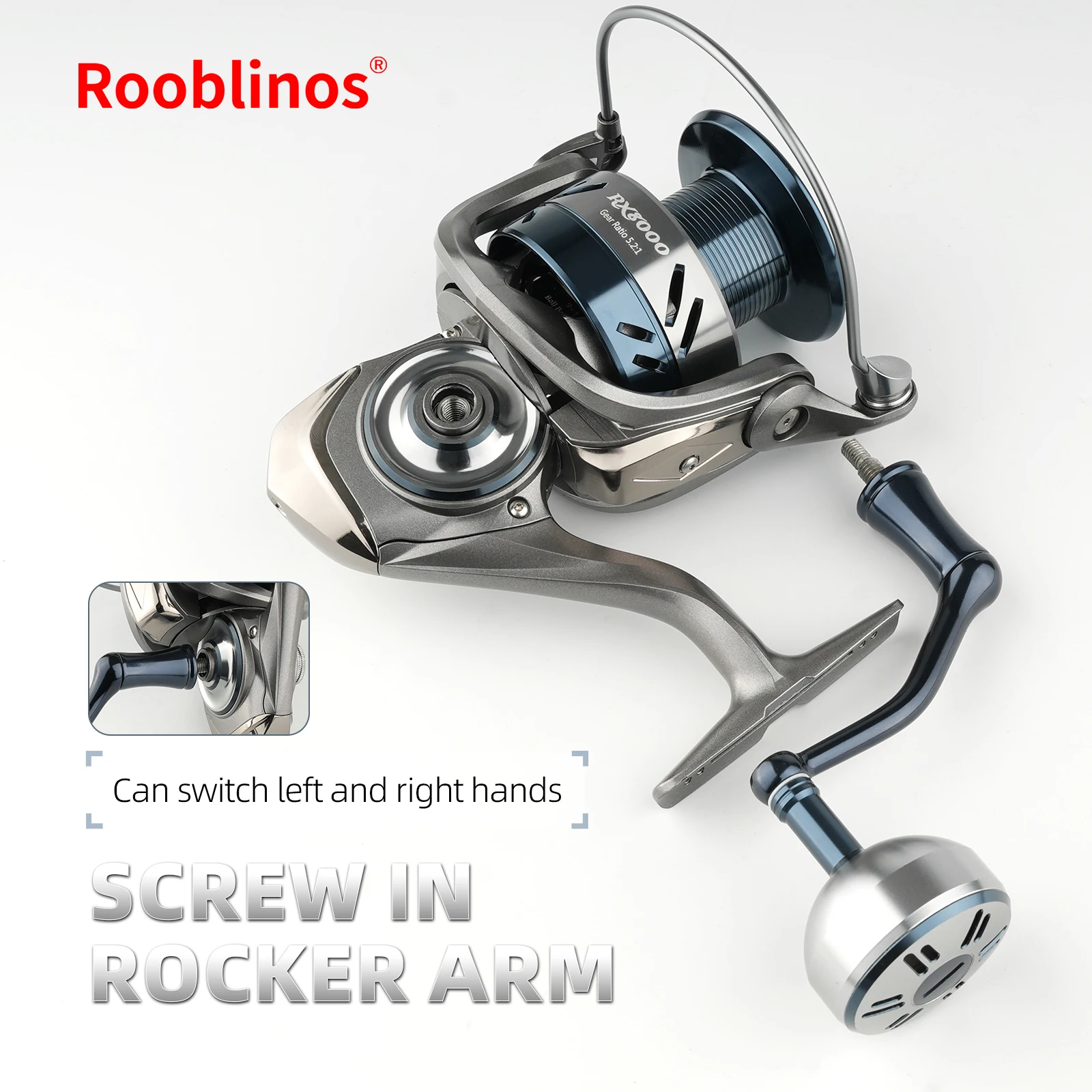 Carrete spinning Rooblinos RX – Arrastre 12 kg y 9+1 rodamientos - imagen 4