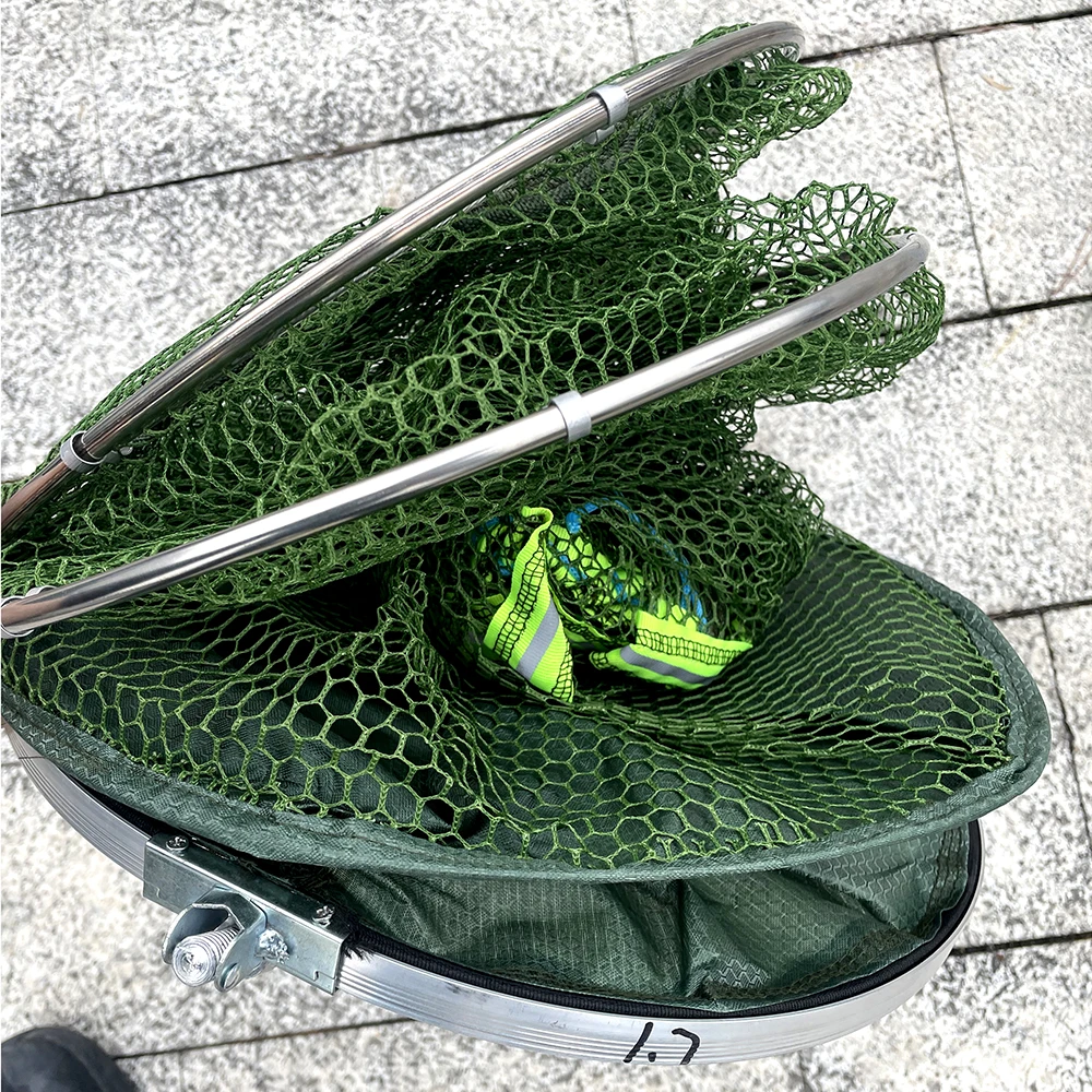 Fyke-cesta de pesca plegable, almacenamiento de peces verdes, red para el cuidado de la pesca, malla pequeña de nailon de secado rápido para pesca de carpa al aire libre - imagen 3