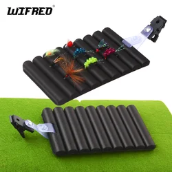 Wifreo1/2 uds parche de espuma ondulada para moscas con soporte portátil Cilp herramienta para moscas secas/húmedas ninfas de midge accesorios de pesca con mosca