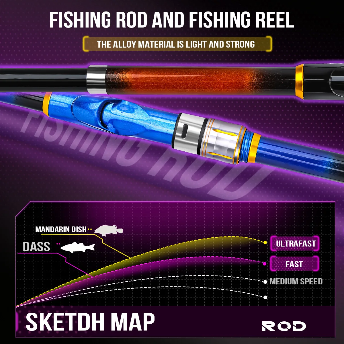 Caña de pescar de fibra de vidrio de 2,7 M, caña de pescar telescópica de roca, aparejos de pesca - imagen 3
