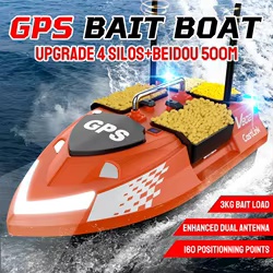 LOKEEVAN V802PRO Barco de cebo para pesca de carpa con antena dual GPS, 4 tréboles y luces, control remoto de hasta 500 m