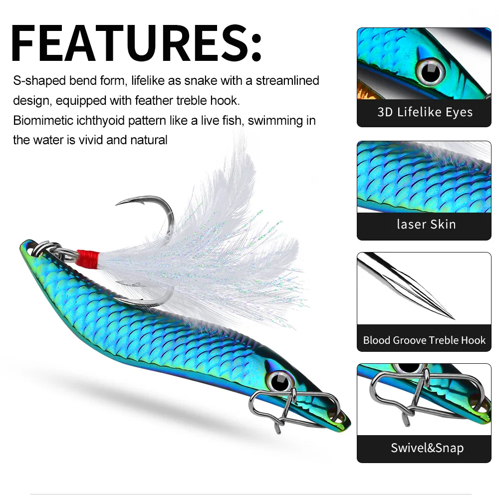 1Pcs Metal VIB Spinner Spoon Fishing Lures 7g 10g 15g 20g Artificial Bait With Feather Hook Jig Sequin Fishing Tackle for Bass - imagen 5