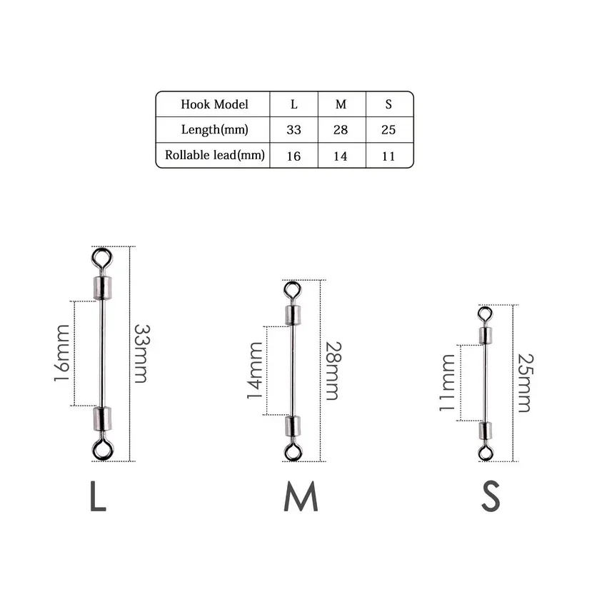 Línea giratoria de pesca, guía de alambre, Conector de pesca, rodamiento, anzuelo giratorio, aparejos de acero inoxidable, 10 unids/lote por caja - imagen 2