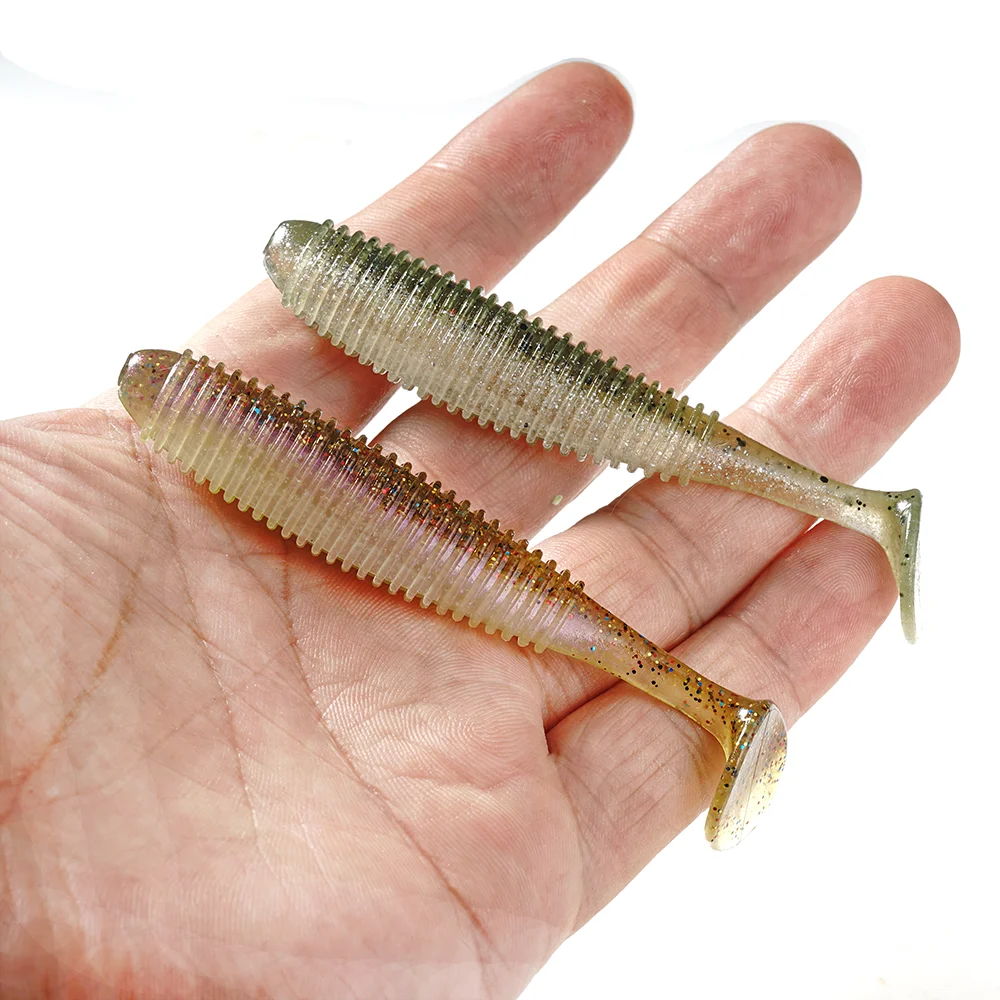 SUNMILE-señuelo de pesca con cebo suave, 6 uds., Vibro Fat, 90mm, señuelo realista, sal y aroma para pesca de Lucio, perca, trucha, lubina - imagen 3