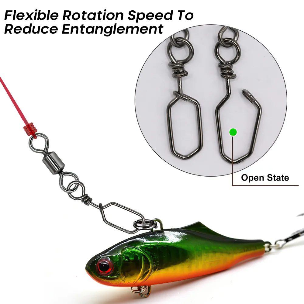 Goture 50 piezas/lote de eslabones giratorios de pesca de alta velocidad, doble rodamiento, rotación Flexible, accesorios de pesca giratorios de acero inoxidable - imagen 3