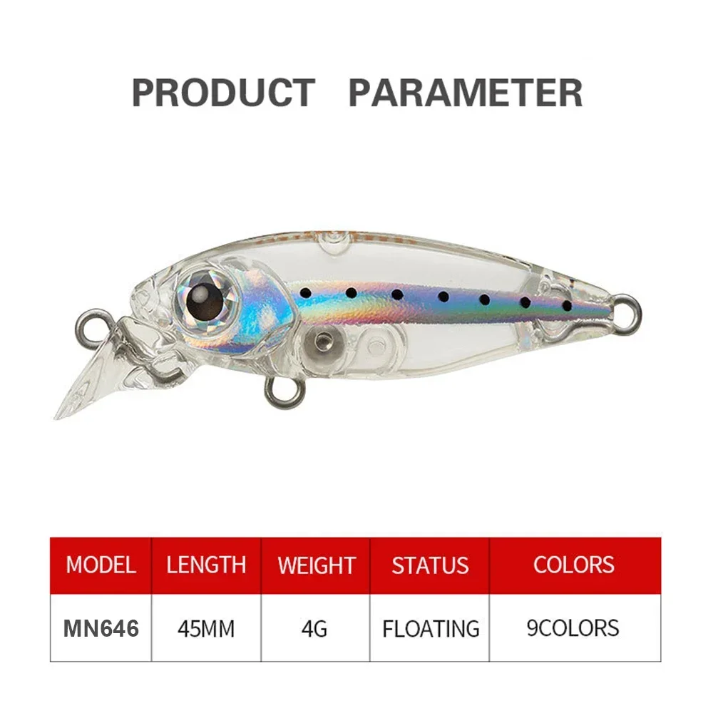 Señuelos de cebo subacuáticos para pececillos, 45mm, 4g, Wobblers artificiales de agua superior, Crankbaits, señuelos duros, accesorios de pesca fáciles de usar - imagen 4