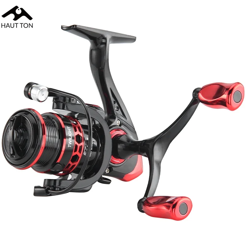 Carrete de pesca giratorio rojo ultraligero 10KG arrastre máximo 5,2: 1 relación de engranaje carrete de Metal y brazo basculante para pesca de agua dulce