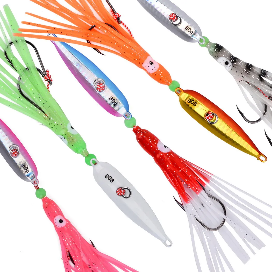 40g-200g Jigging calamar Pesca Inchiku cabeza de plantilla de Metal Leurre falda de pulpo Japón Kingfish pargo cacao cebo lento señuelo de Pesca - imagen 5