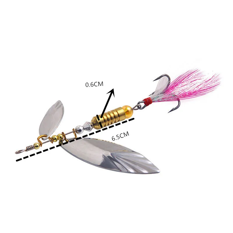 Señuelos de Pesca giratorios, Wobbers giratorios de cuchara, 6,5 cm, 7g, Crankbait, plantilla de trucha, lentejuelas de Metal brillante, 1 unidad por caja - imagen 2