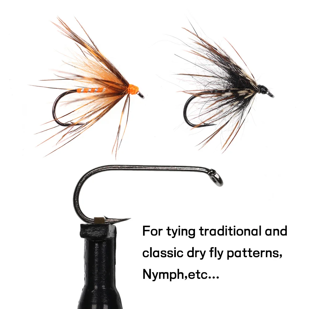 Bimoo al por mayor 1000 piezas # 14~ # 22 anzuelos de atado de moscas secas de acero rico en carbono para atar Mayfly Adams mosca seca Caddisfly señuelo de pesca de trucha - imagen 5